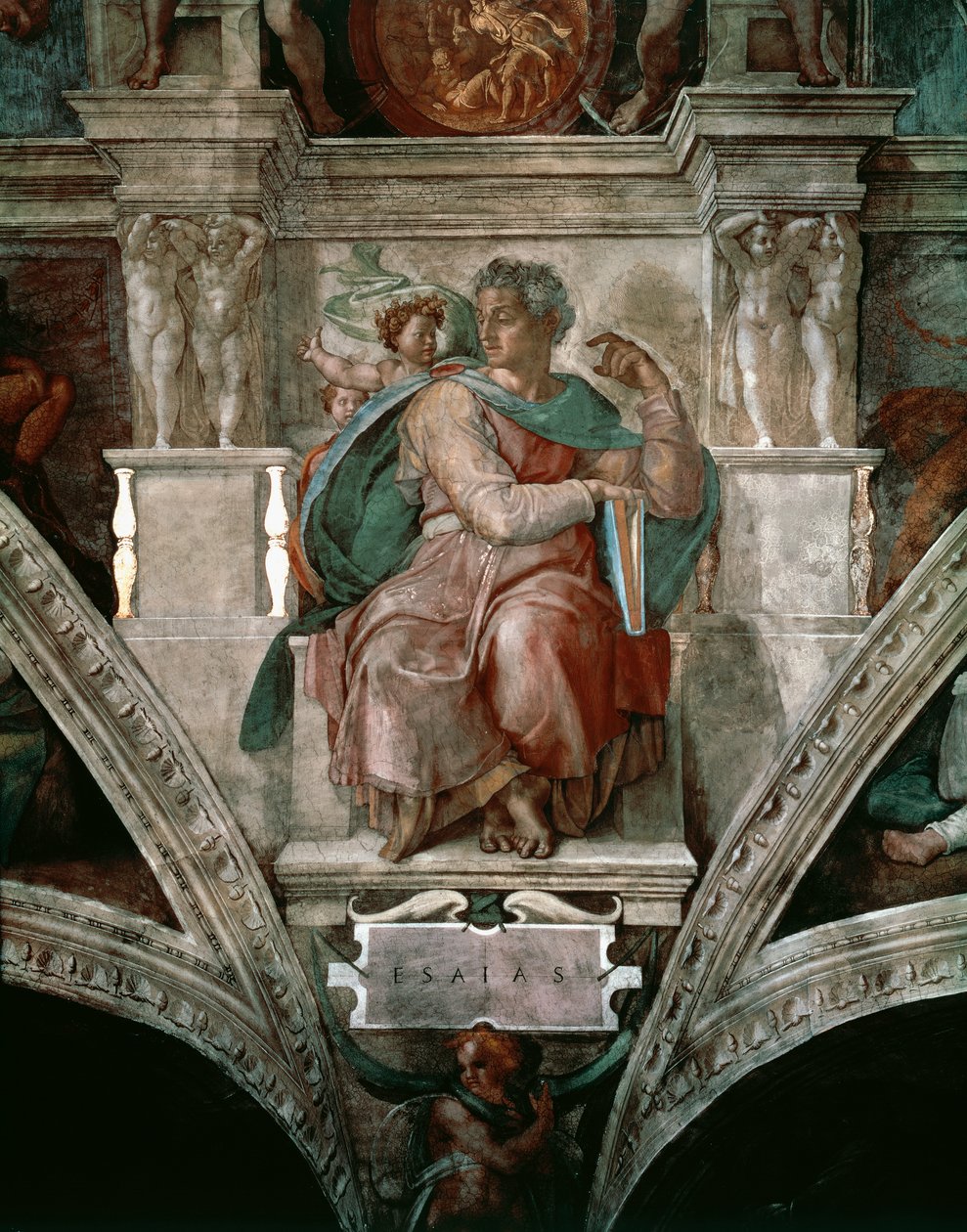 Ézsaiás, részlet a Sixtus-kápolna mennyezetéről alkotó: Michelangelo Buonarroti