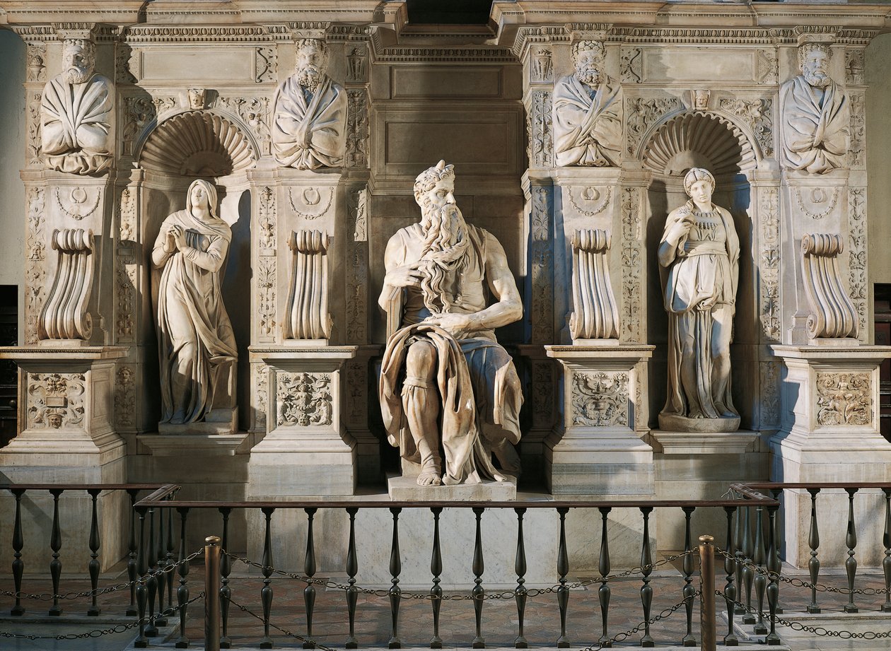 Olaszország, Róma, Szent Péter-bazilika, Ráhel, Mózes és Lea, részlet II. Julius sírjából, 1515 körül, Michelangelo (1475-1564) alkotó: Michelangelo Buonarroti