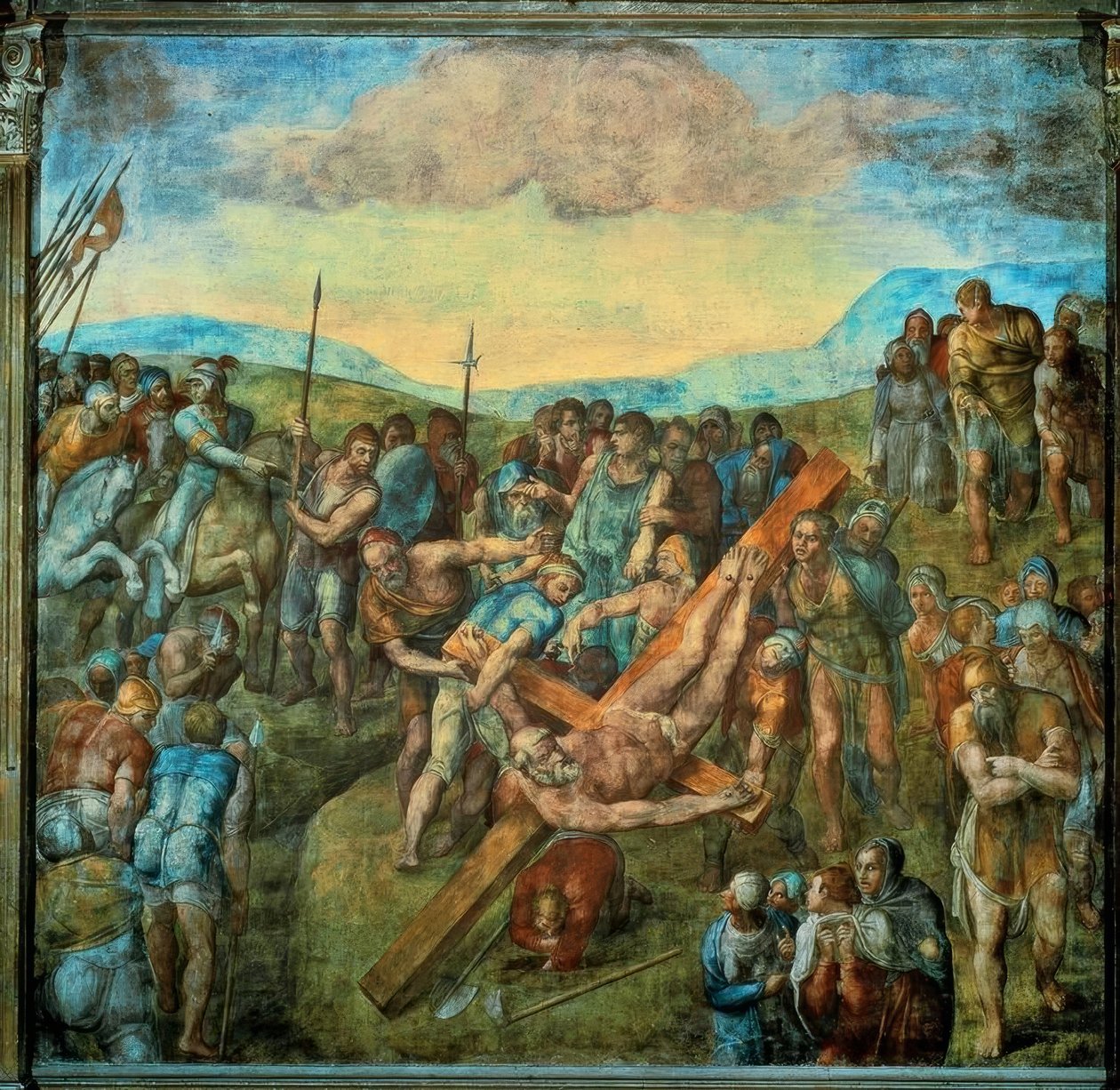 Péter keresztre feszítése alkotó: Michelangelo Buonarroti