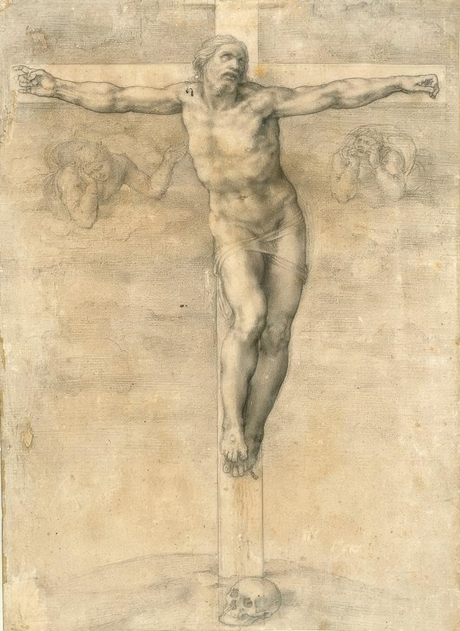 Keresztre feszítés két angyallal alkotó: Michelangelo Buonarroti