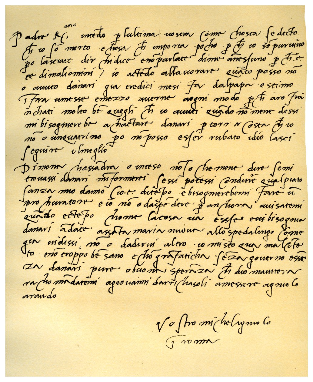 Michelangelo Buonarroti levele apjának, 1508. június. alkotó: Michelangelo Buonarroti