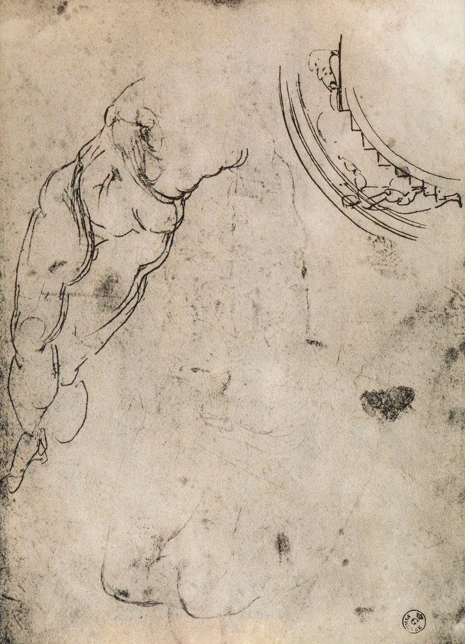 Férfi lábak, Michelangelo tanulmánya. Rajzok és nyomatok kabinetje, Uffizi Galéria, Firenze alkotó: Michelangelo Buonarroti