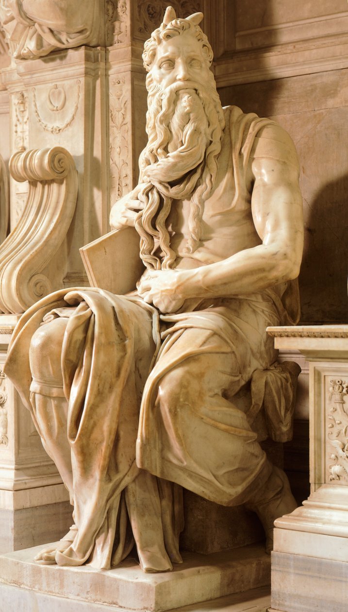 Mózes, részlet II. Julius sírjából, Michelangelo (1475-1564), Láncos Szent Péter-bazilika, Róma, Lazio, 1515 körül alkotó: Michelangelo Buonarroti
