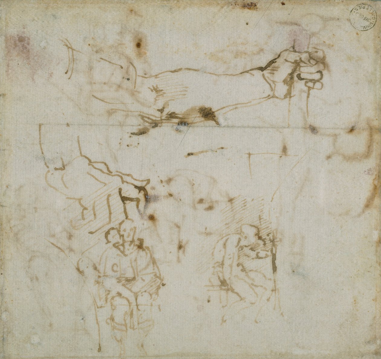 Oldal egy vázlatfüzetből, c1490-1560 alkotó: Michelangelo Buonarroti
