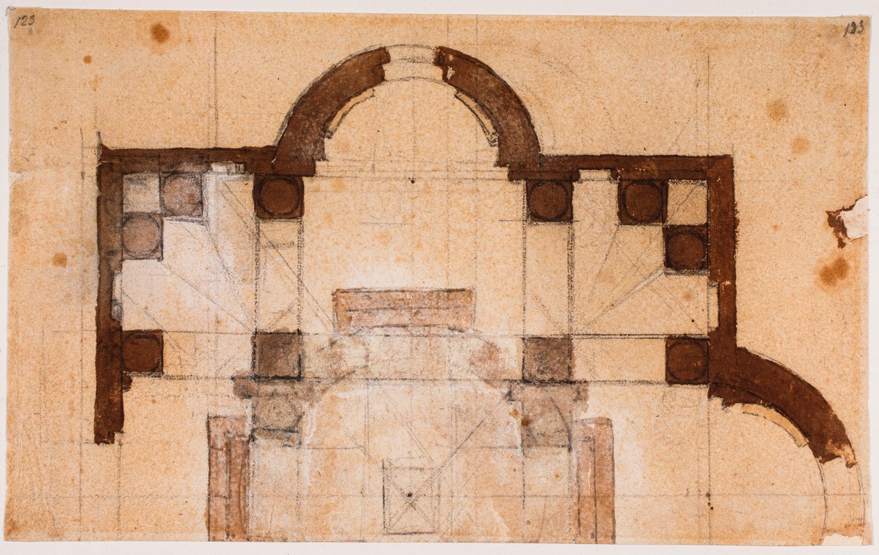 San Giovanni dei Fiorentini részleges terve alkotó: Michelangelo Buonarroti