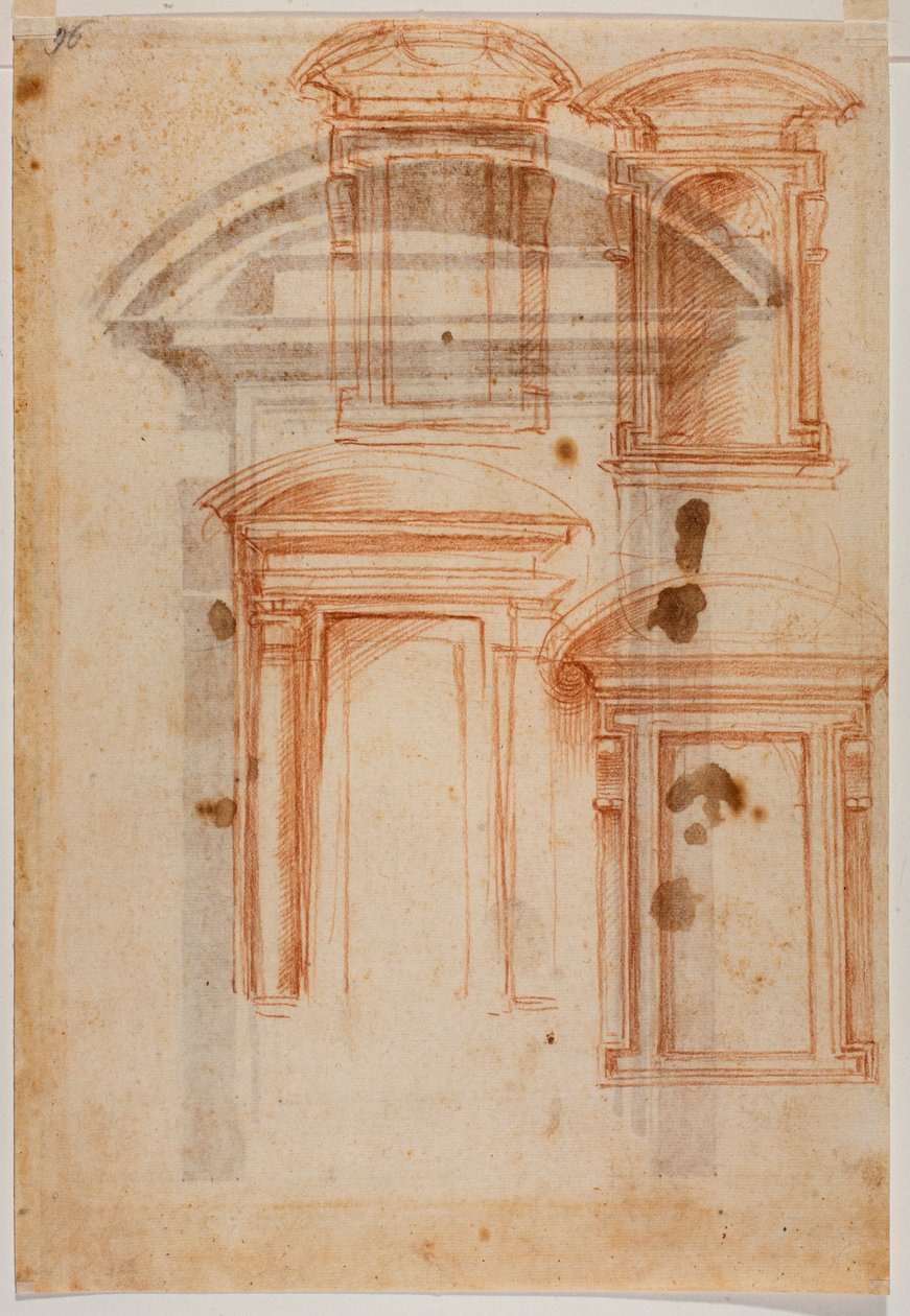 Portáltanulmány a Laurentian Könyvtár számára alkotó: Michelangelo Buonarroti