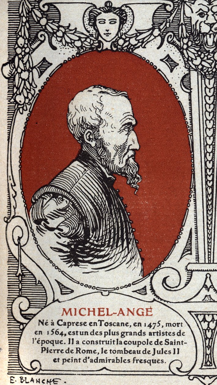 Az olasz reneszánsz festő, Michelangelo Buonarroti dit Michel Ange (Michelangelo vagy Michelangelo) portréja alkotó: Michelangelo Buonarroti
