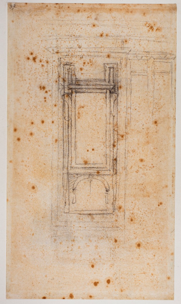 Ablakterv és tanulmányok a Laurentian Recepthez, 16. század (rajz) alkotó: Michelangelo Buonarroti