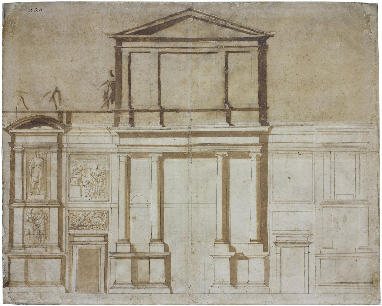 A firenzei San Lorenzo homlokzatának projektje, 1516 alkotó: Michelangelo Buonarroti