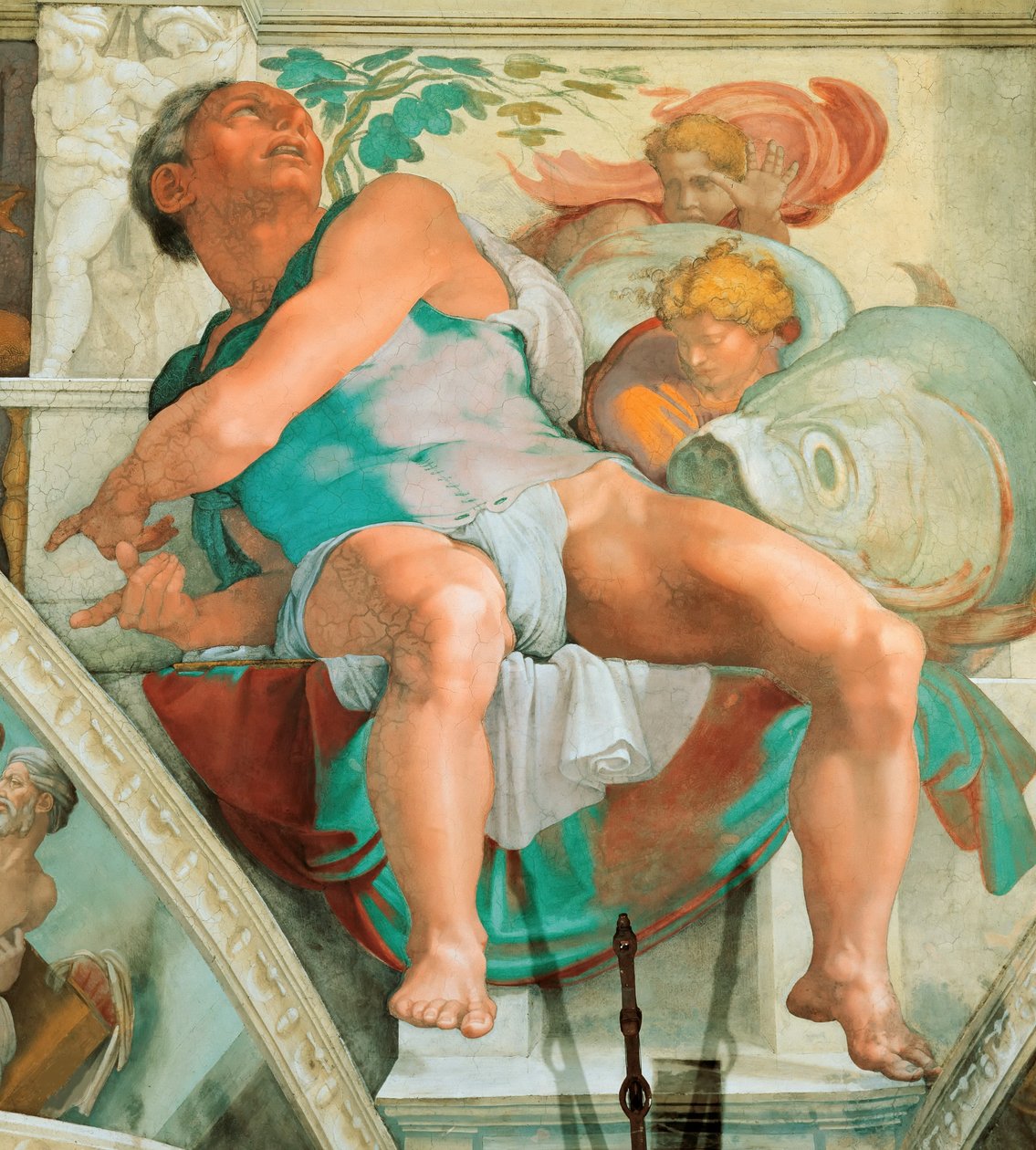 Próféták és szibillák: Jónás Sixtus-kápolna mennyezete a Vatikánban, 1508-1512. alkotó: Michelangelo Buonarroti