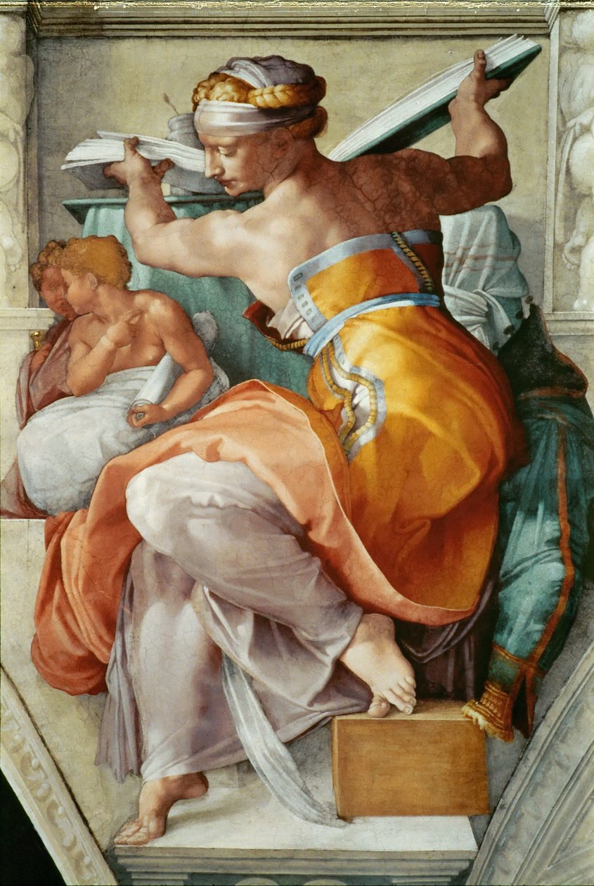 Próféták és Szibillák: A líbiai Sibyl Sixtus-kápolna mennyezete a Vatikánban, 1508-1512. alkotó: Michelangelo Buonarroti