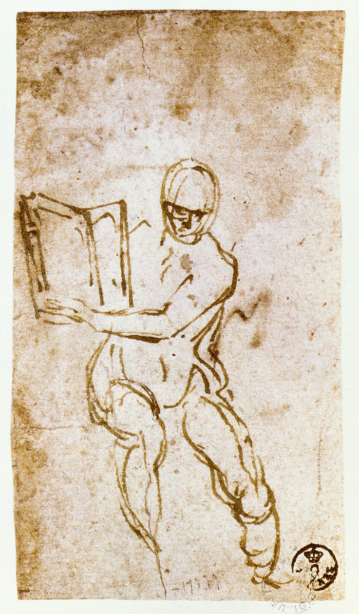 Sixtus-kápolna mennyezete (1508-12): vázlat az egyik prófétához (toll és barna tinta) alkotó: Michelangelo Buonarroti