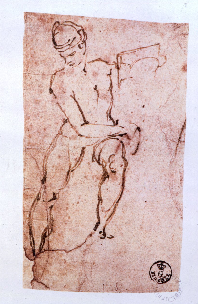 Sixtus-kápolna mennyezete (1508-12): egy apostol vázlata (toll és barna tinta) alkotó: Michelangelo Buonarroti