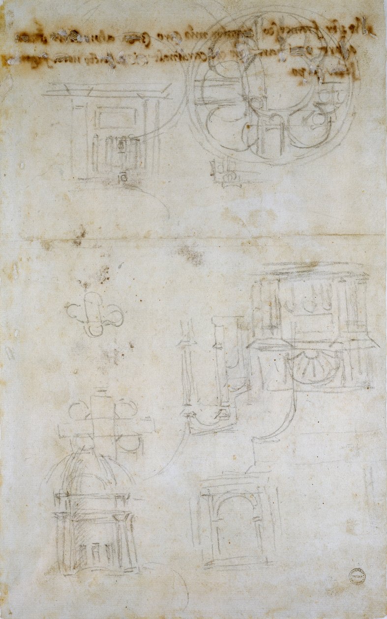 Vázlat, amely a Szent Péter-tanulmányokat mutatja be, 1490-1560 alkotó: Michelangelo Buonarroti