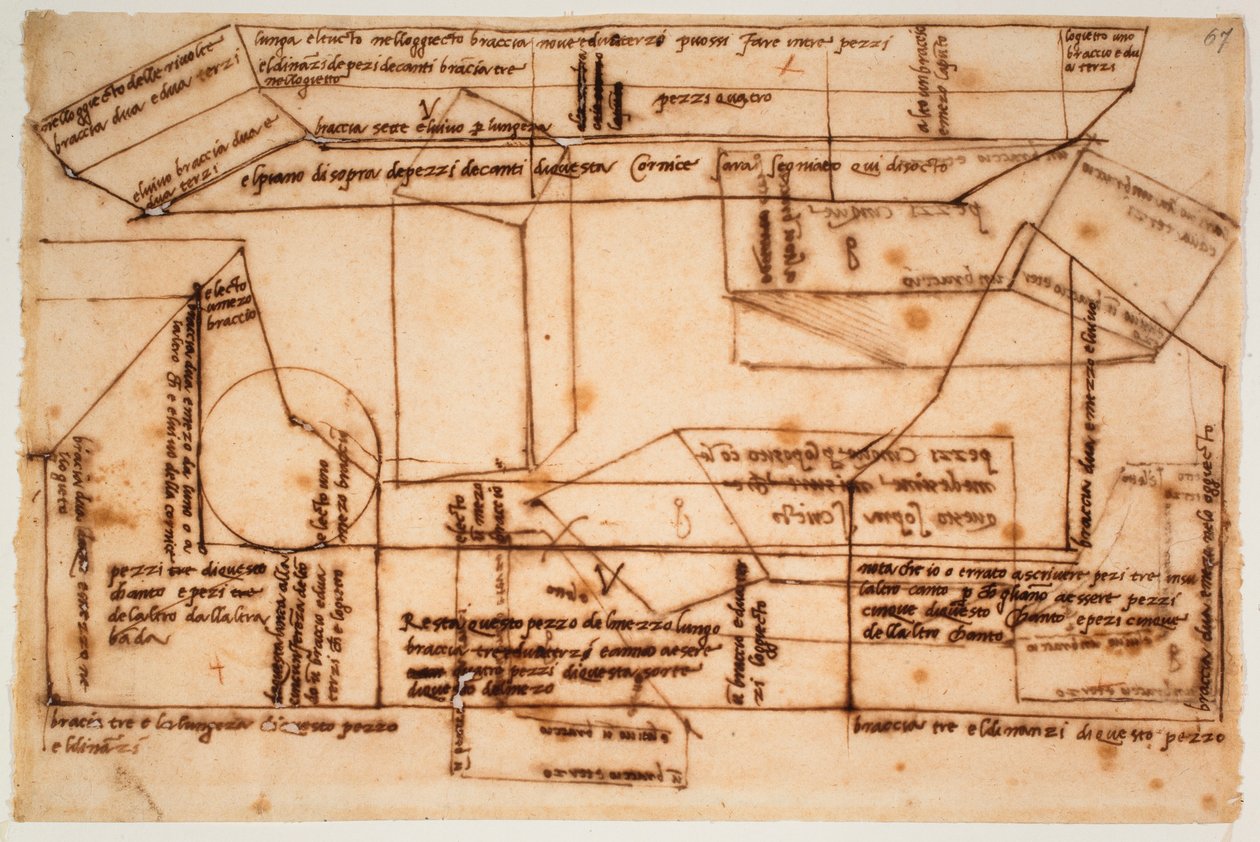 II. Julius sírjának márványtömbjeinek vázlatai alkotó: Michelangelo Buonarroti