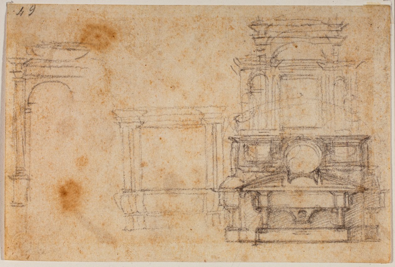 Tanulmányok az új sekrestye síremlékeiről alkotó: Michelangelo Buonarroti