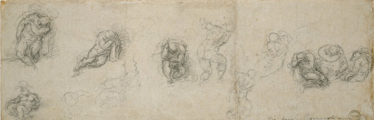 Tanulmányok egy alvó apostolról és más alakokról, 16. század alkotó: Michelangelo Buonarroti