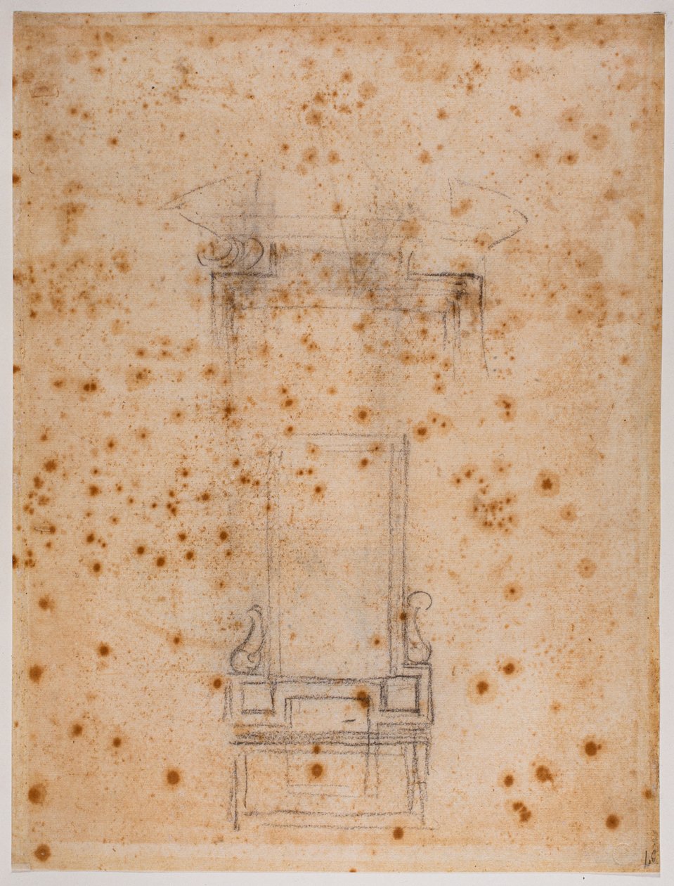 Ablak- és ajtótanulmányok a Laurentianus-mélyedéshez alkotó: Michelangelo Buonarroti
