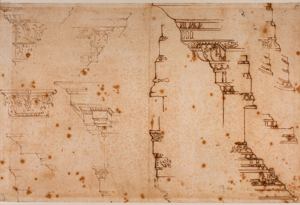 Építészeti elemek tanulmányozása alkotó: Michelangelo Buonarroti