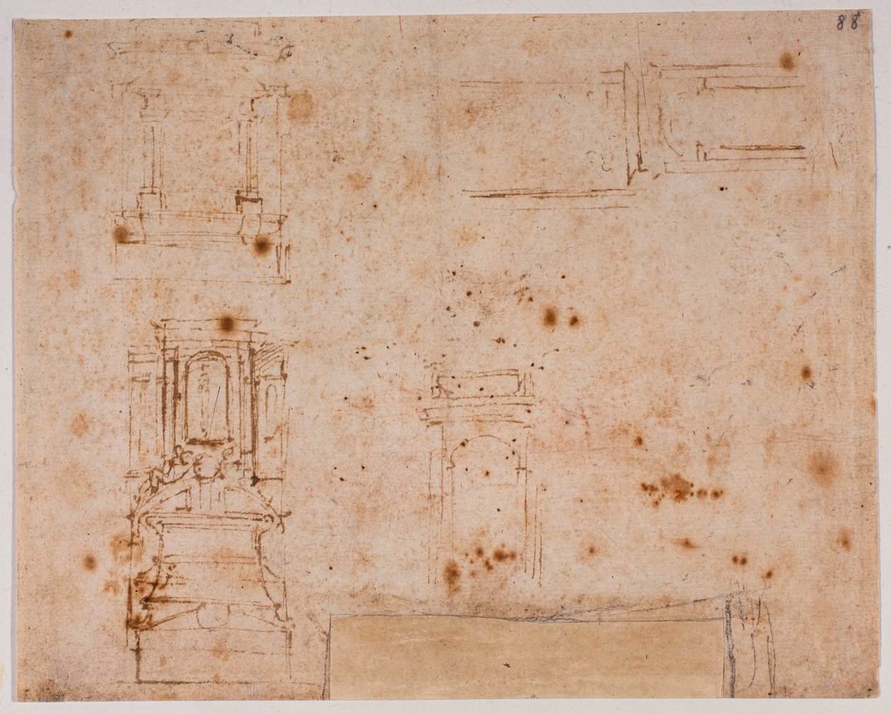 Az új sekrestye síremlékeinek tanulmányai alkotó: Michelangelo Buonarroti