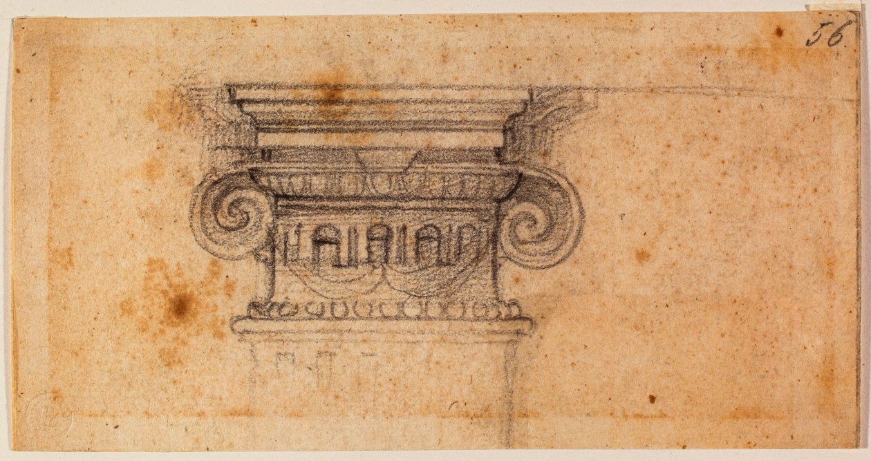 Tanulmány egy ülő alakhoz, 16. század (rajz) alkotó: Michelangelo Buonarroti