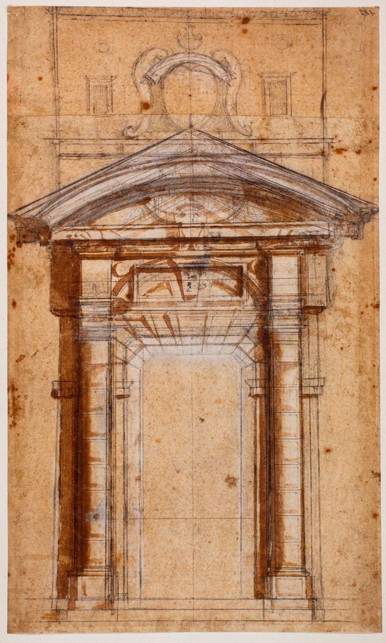 Tanulmány a Porta Pia számára alkotó: Michelangelo Buonarroti