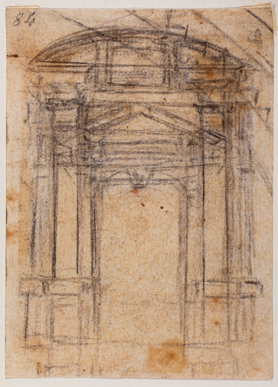 A Porta Pia és a Szent Péter kupola tanulmánya alkotó: Michelangelo Buonarroti