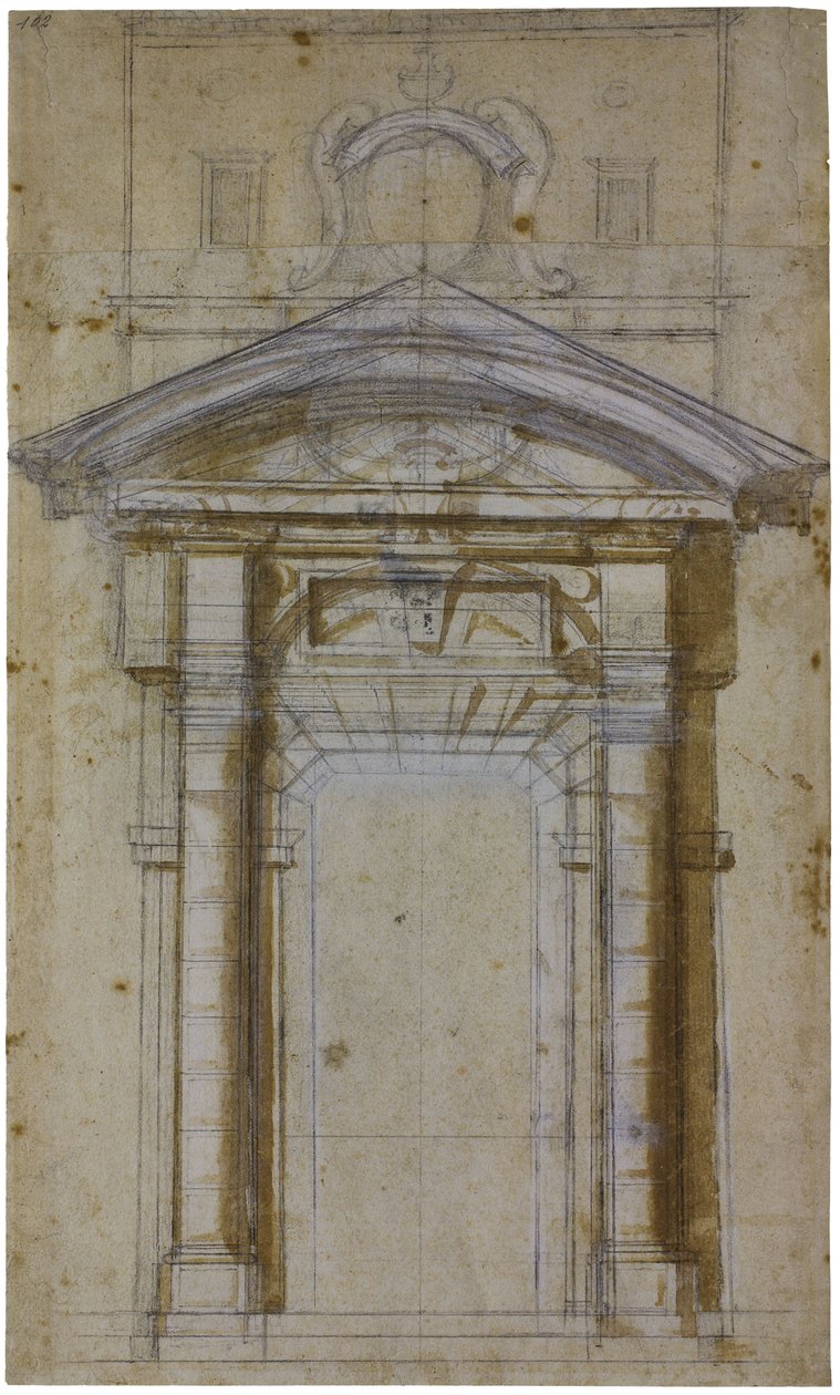 Tanulmány a Porta Piához Rómában, 1561 körül alkotó: Michelangelo Buonarroti