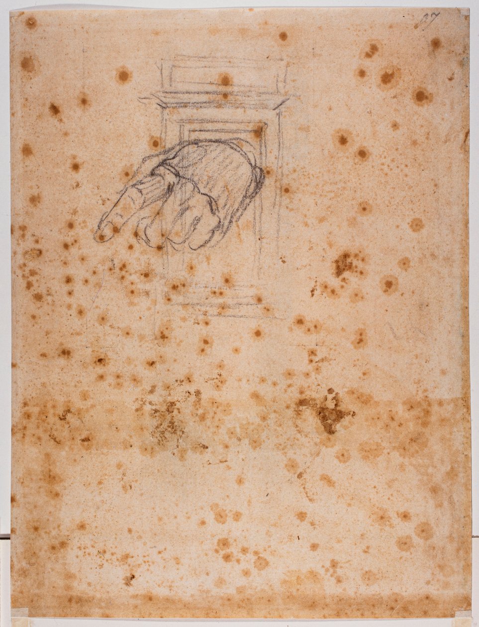 Tanulmány egy oszlophoz és egy kézhez alkotó: Michelangelo Buonarroti