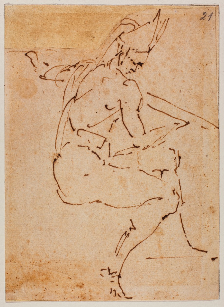 Tanulmány egy ülő alakhoz alkotó: Michelangelo Buonarroti