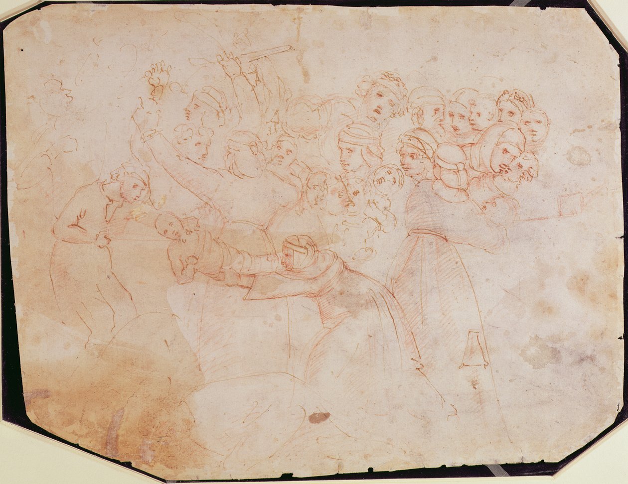 Tanulmány az ártatlanok mészárlásához (barna tinta papíron) (recto) (a verset lásd: 191770) alkotó: Michelangelo Buonarroti
