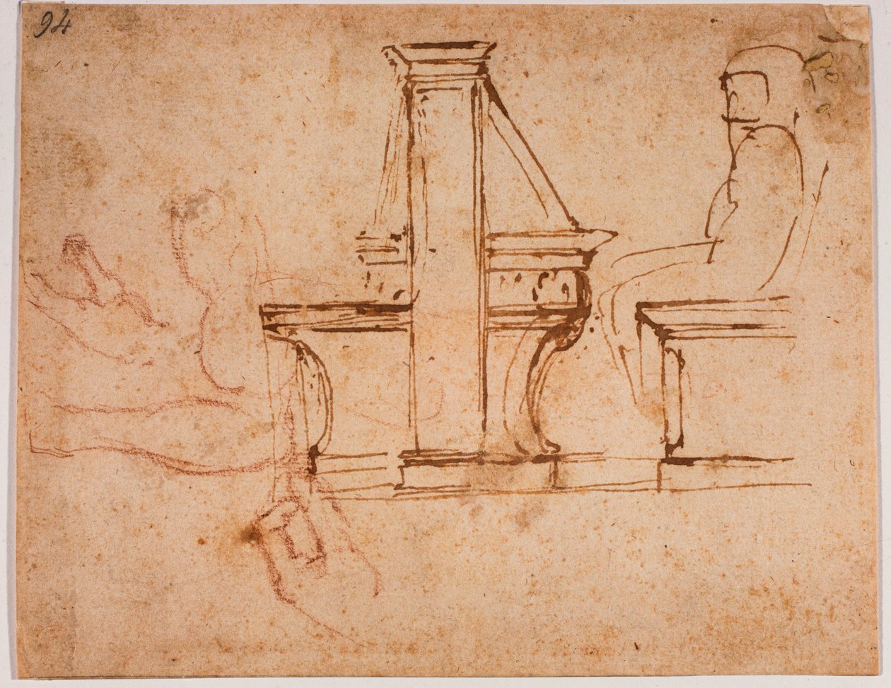 Tanulmány a Laurentian Könyvtár olvasótermének mennyezetéhez alkotó: Michelangelo Buonarroti