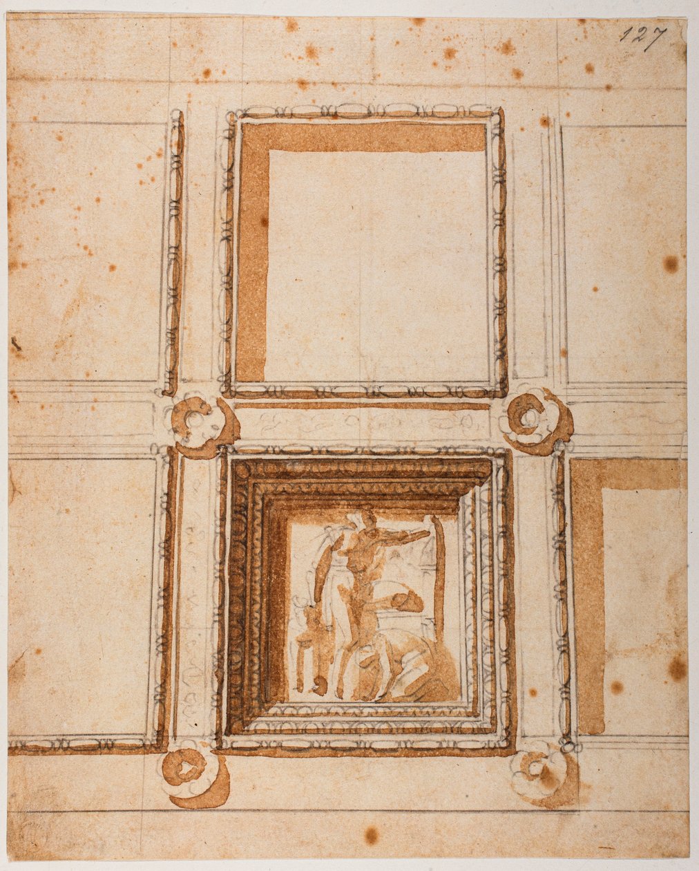 Az új sekrestye kupoladíszítésének tanulmánya alkotó: Michelangelo Buonarroti
