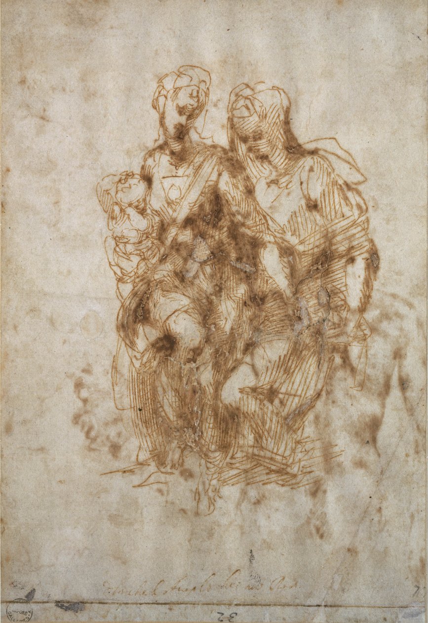 Szent Anna tanulmánya, Leonardo Da Vinci "Anne" című műve alapján, 1502 körül alkotó: Michelangelo Buonarroti