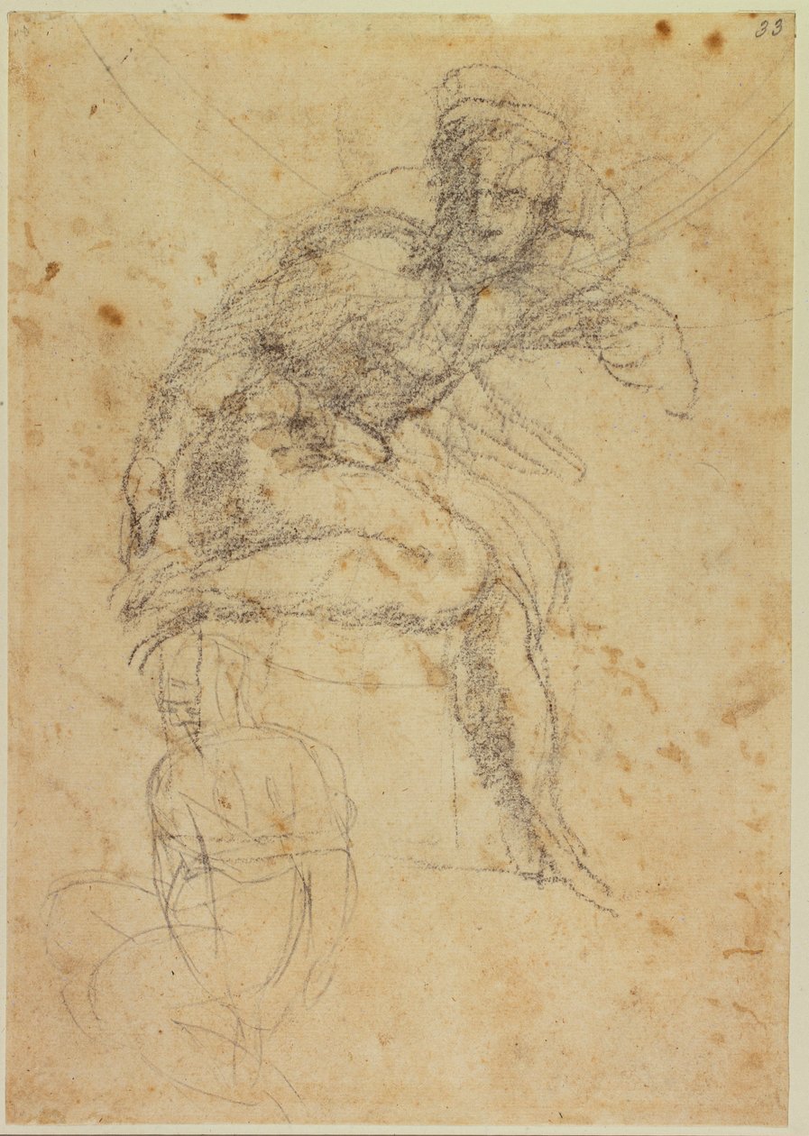 Tanulmány két sixtusi aktról alkotó: Michelangelo Buonarroti