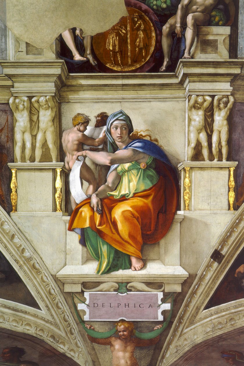 A delphoi Sibyl Sixtus-kápolna mennyezete a Vatikánban, 1508-1512 alkotó: Michelangelo Buonarroti
