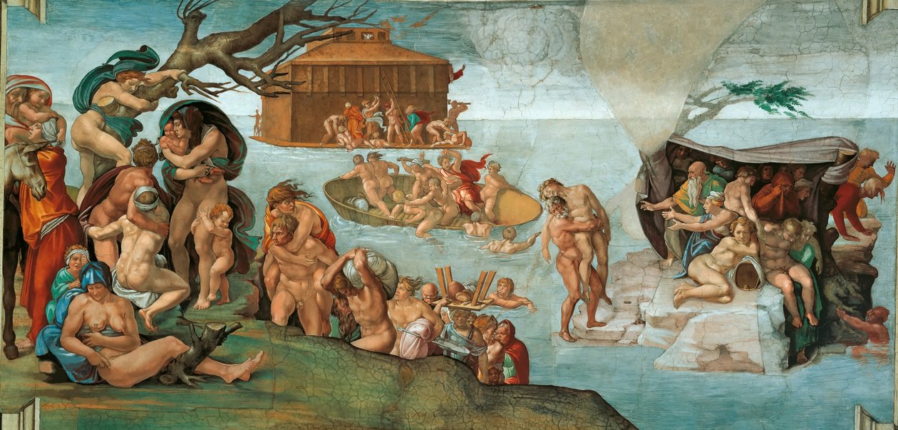 Az özönvíz Sixtus-kápolna mennyezete a Vatikánban, 1508-1512. alkotó: Michelangelo Buonarroti