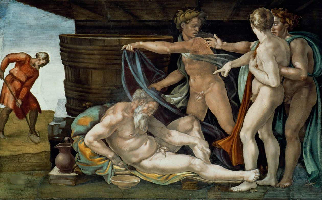 Noé részegsége alkotó: Michelangelo Buonarroti
