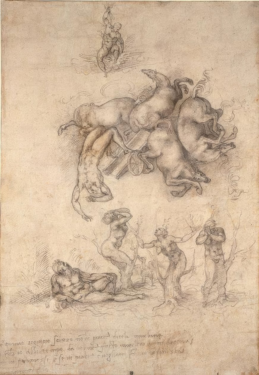 Phaeton bukása alkotó: Michelangelo Buonarroti