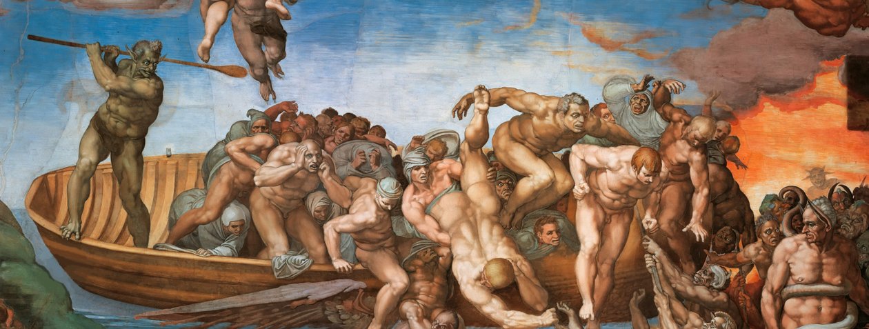Az utolsó ítélet freskója a vatikáni Sixtus-kápolnáról, 1536-1541. alkotó: Michelangelo Buonarroti