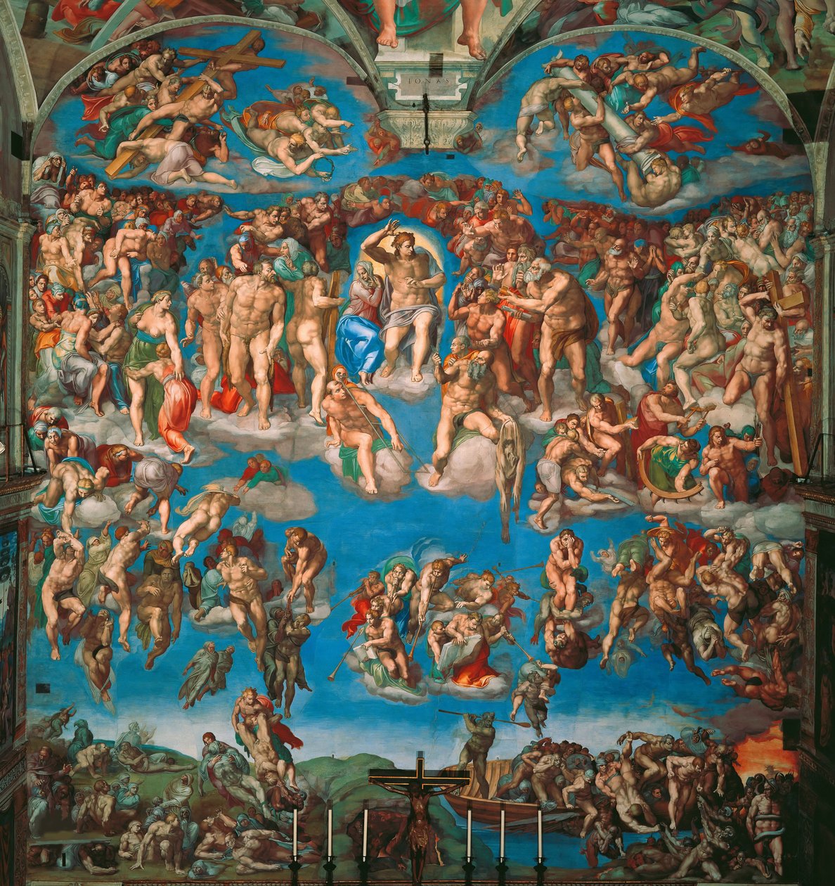 Az utolsó ítélet freskója a vatikáni Sixtus-kápolnáról, 1536-1541. alkotó: Michelangelo Buonarroti