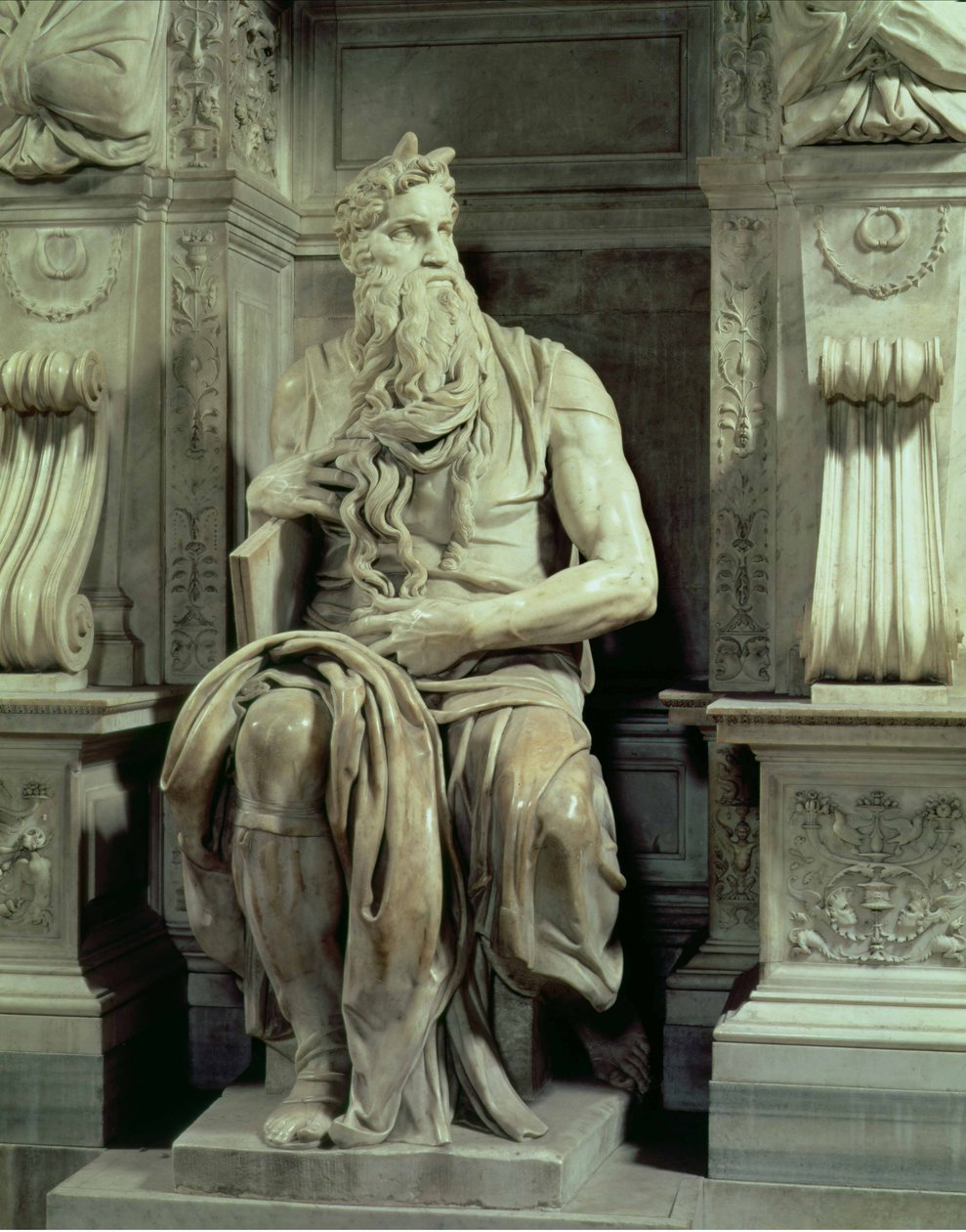 II. Julius pápa sírja 1453-1513 Mózes részlete, 1513-16 márvány alkotó: Michelangelo Buonarroti