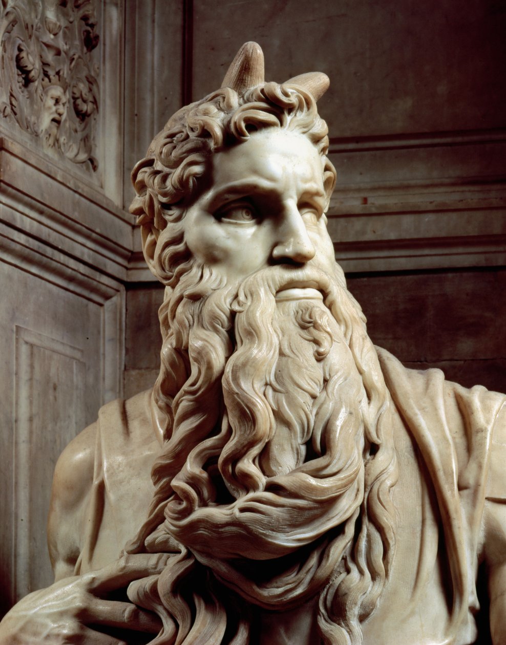 II. Julius pápa sírja 1453-1513 Mózes fejének részlete, 1513-16 márvány alkotó: Michelangelo Buonarroti