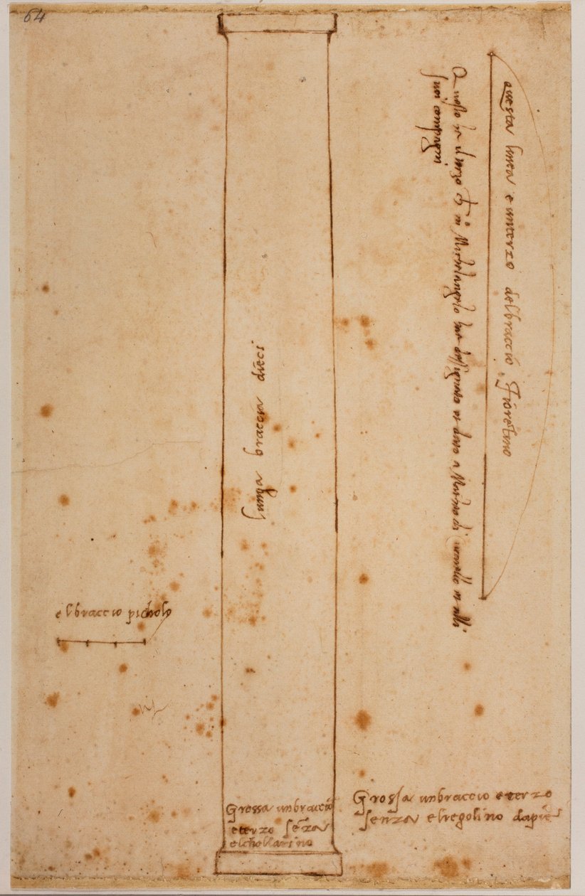 A San Lorenzo homlokzat függőleges oszlopszelvénye alkotó: Michelangelo Buonarroti