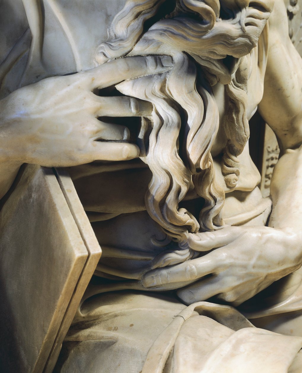 Mózes kezei, részlet II. Julius sírjából, 1515 körül, Michelangelo (1475-1564), Szent Péter-bazilika, Róma, Olaszország alkotó: Michelangelo Buonarroti