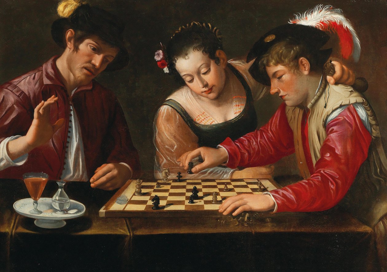 Sakkjátékosok, 17. század. alkotó: Michelangelo, Caravaggio