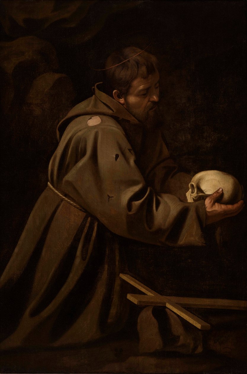 Szent Ferenc elmélkedésben, 1606 körül. alkotó: Michelangelo Caravaggio