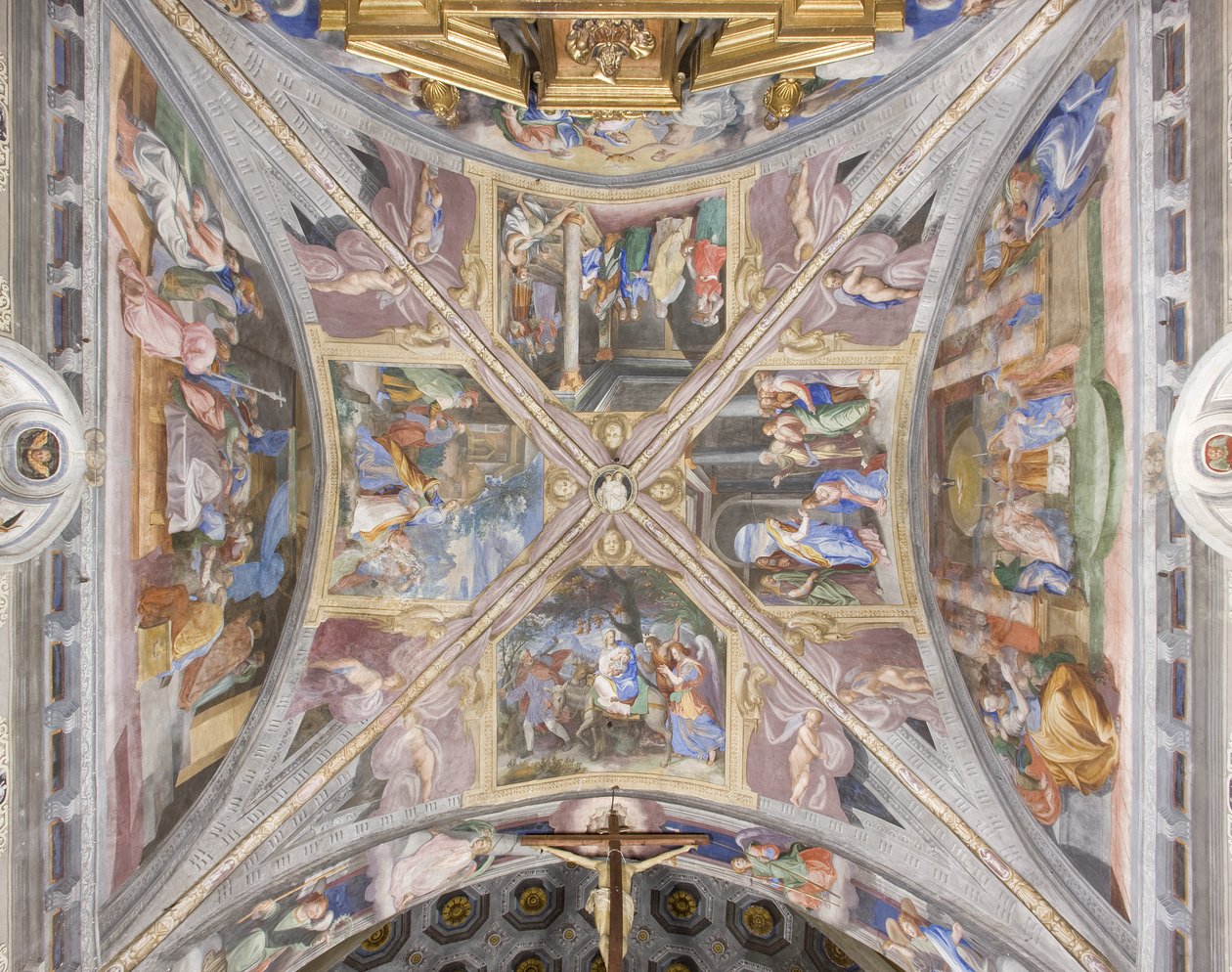 Kanceliaboltozat jelenetekkel Szűz Mária életéből (freskó) alkotó: Michelangelo Carminati