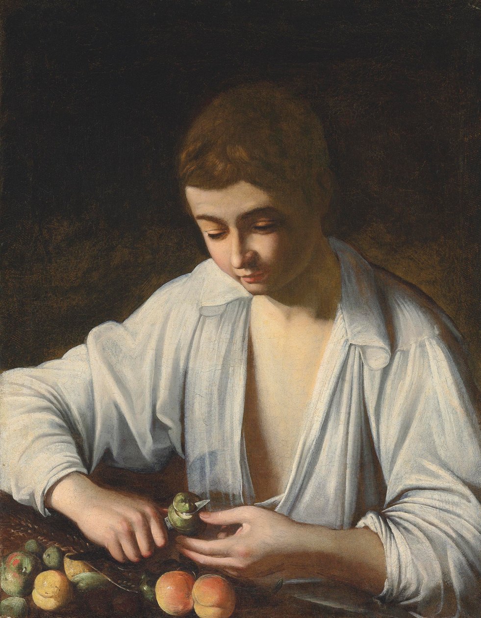 Egy fiú gyümölcsöt pucol alkotó: Michelangelo Merisi Caravaggio