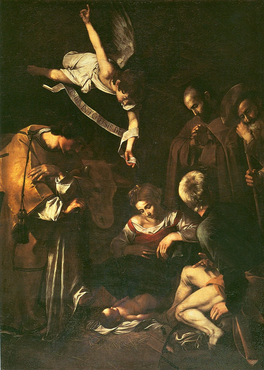 Születés Szent Ferenccel és Szent Lőrinccel, 1609 alkotó: Michelangelo Merisi Caravaggio